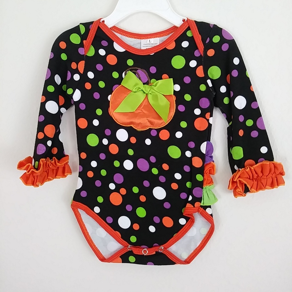 Halloween Fall boutique pumpkin ruffle onesie